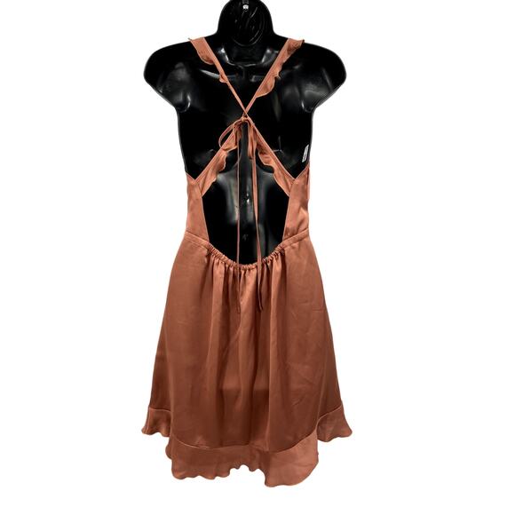 Abercrombie & Fitch Rust Satin Backless Mini Dress - Picture 2 of 4